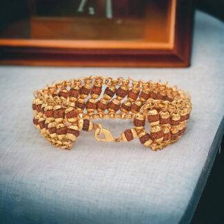 Gold-Plated 5 Mukhi Rudraksha Bracelet