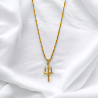 Premium Gold Plated Shiva Trishul Pendant With Chain