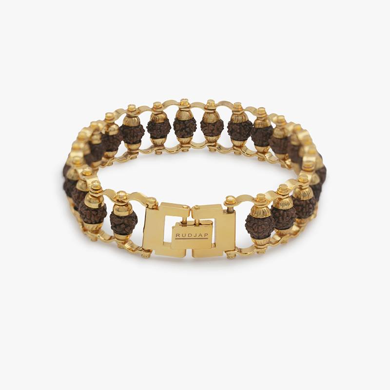 Gold Plated Rudraksha Modern Bracelet