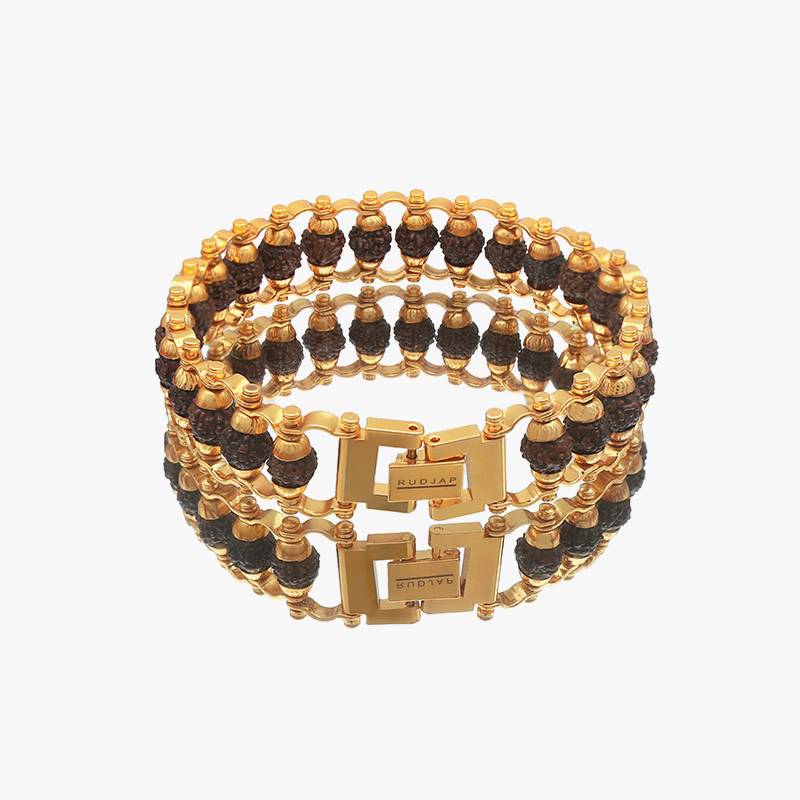 Gold Plated Rudraksha Modern Bracelet